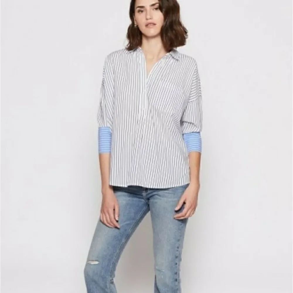 Joie selinde stripe shirt womens Medium button up coastal grandma